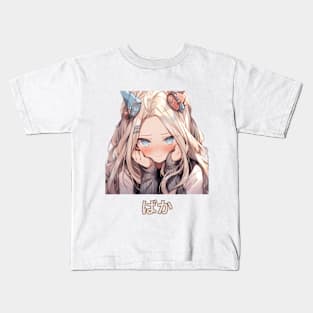 Tsundere Charm: Adorable Anime Beauty Kids T-Shirt